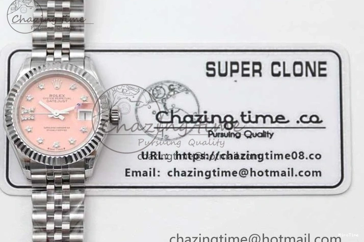 MiroTime 0404 HighPerformance Lady DateJust 28 SS TWF 1:1 Best Edition 904L Steel Pink Dial Diam Markers on President Bracelet NH 2179